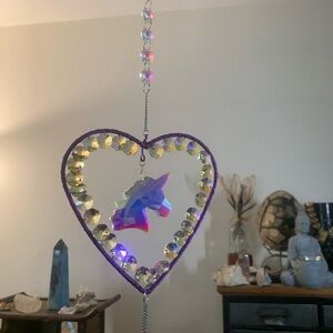 Purple Heart Unicorn Suncatcher